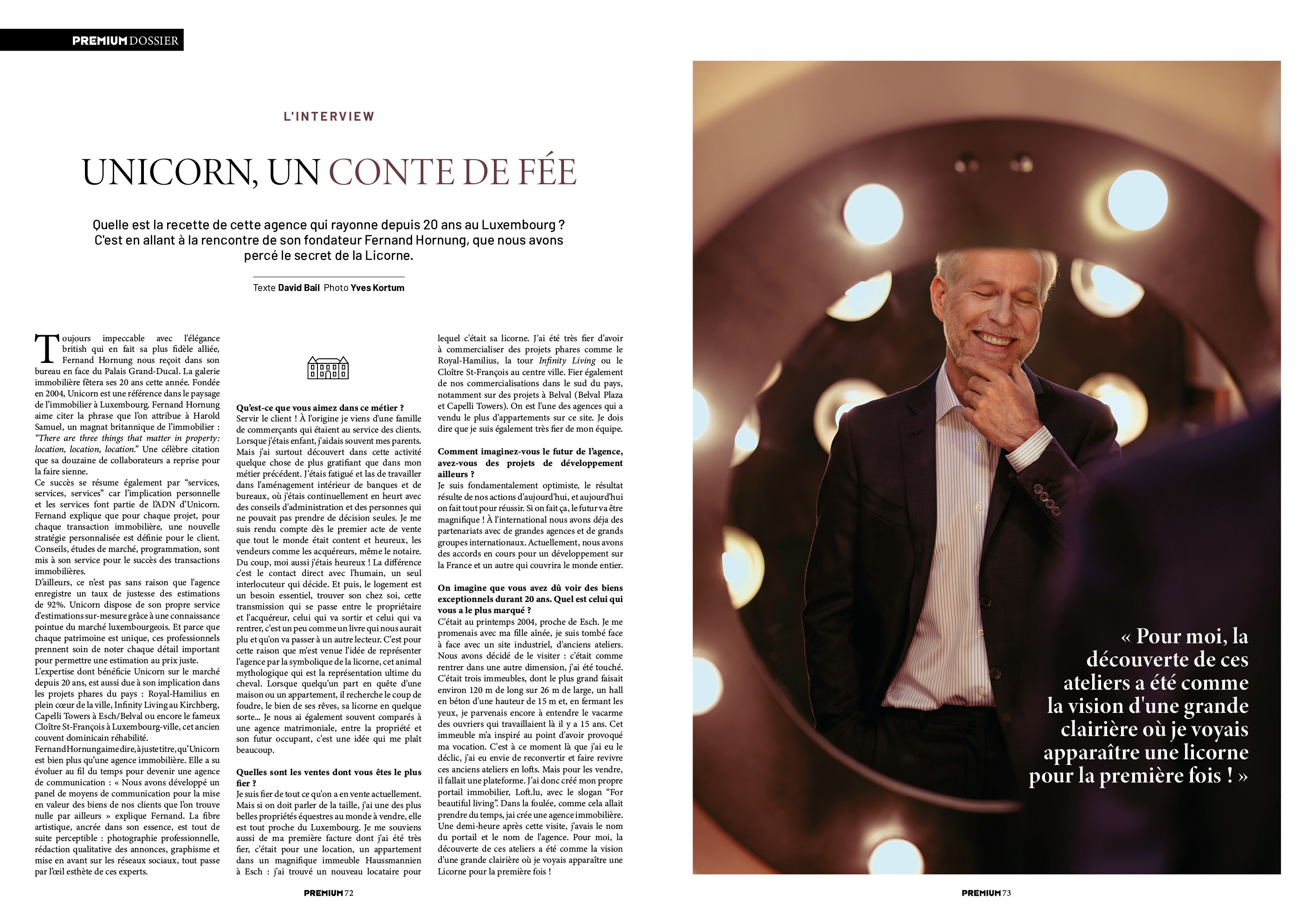 UNICORN, UN CONTE DE FÉE - DANS LE PREMIUM MAGAZINE